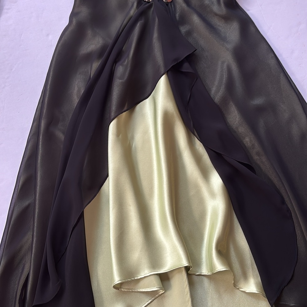 Vintage y2k Halter Dress Black Green Betsey Johnson Whimsy Goth Fairy Mini Bias - Picture 10 of 17